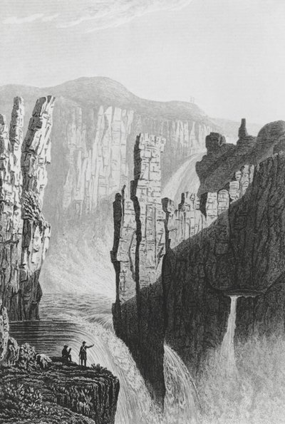 Wilberforce Falls geschat op 250 voet hoog, 1823 door George Back